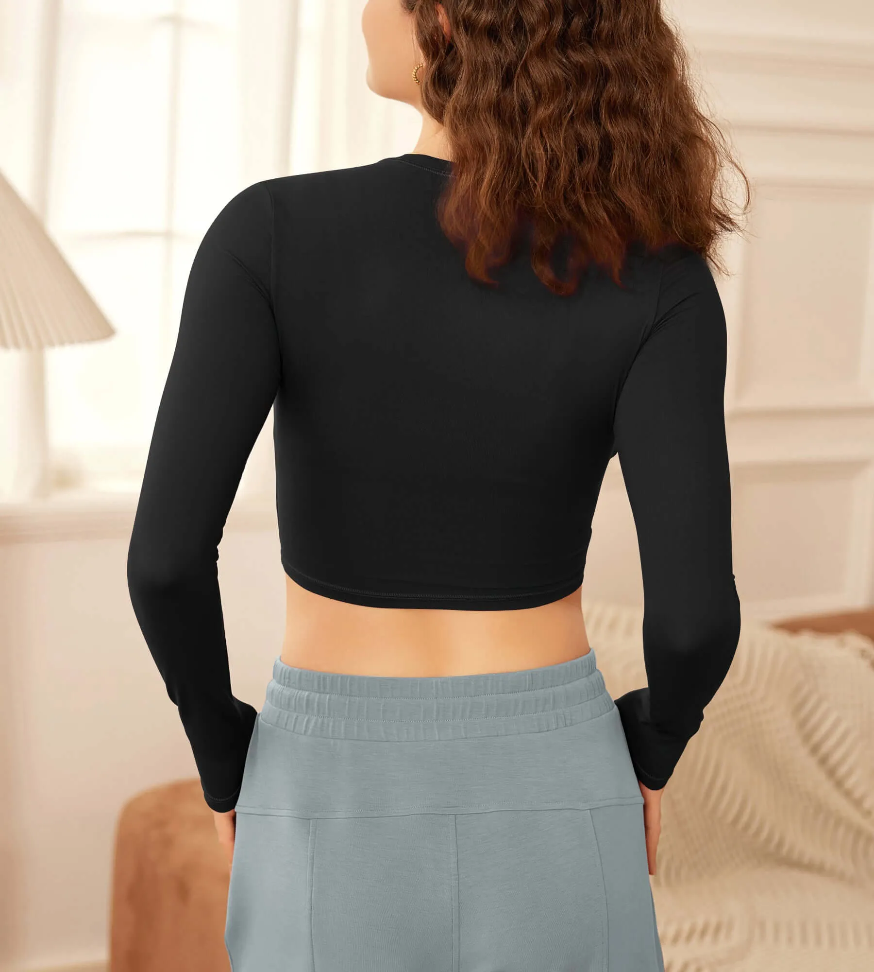 Lightweight Slim Fit Crop-Length Long Sleeve Tee