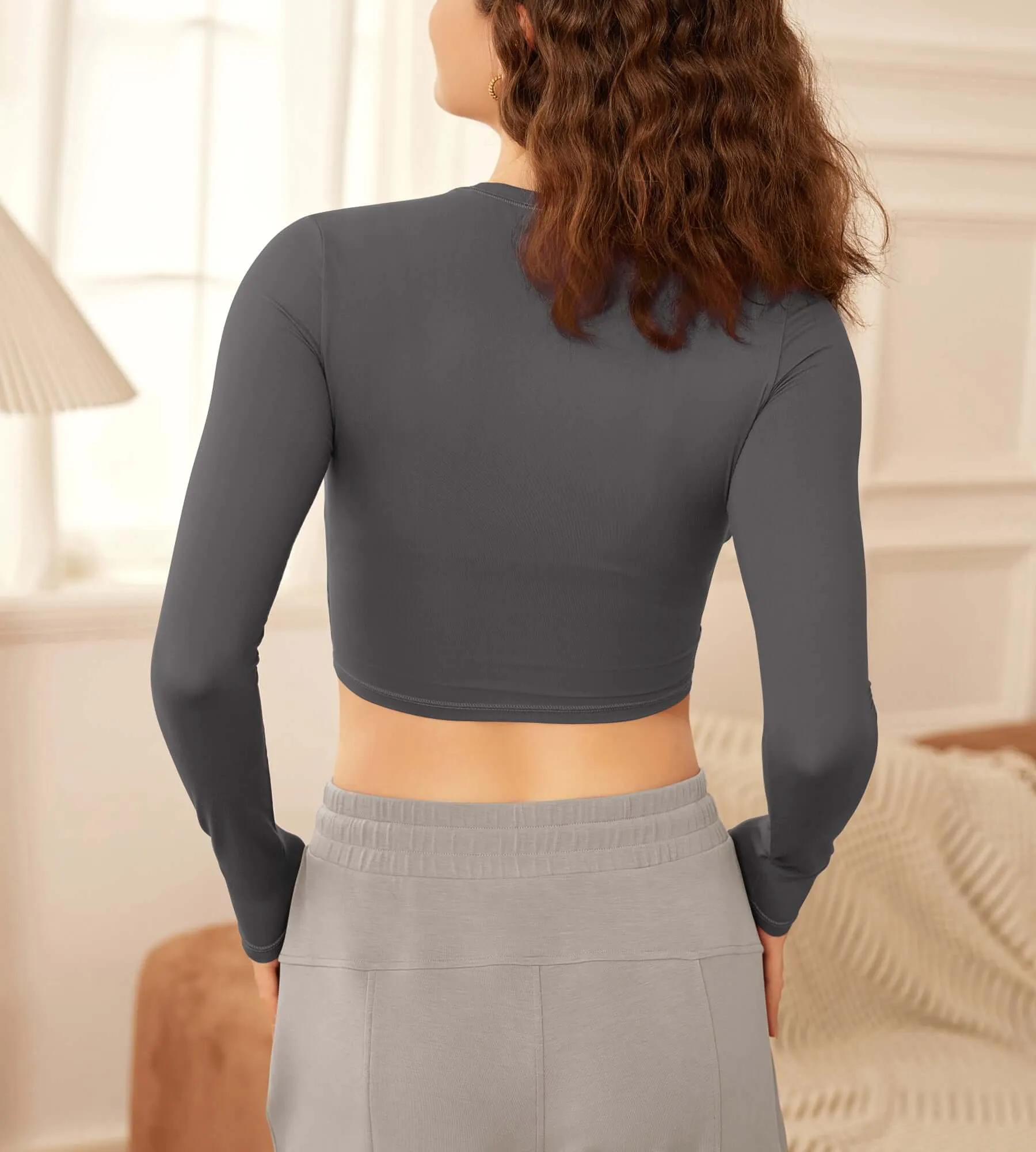 Lightweight Slim Fit Crop-Length Long Sleeve Tee