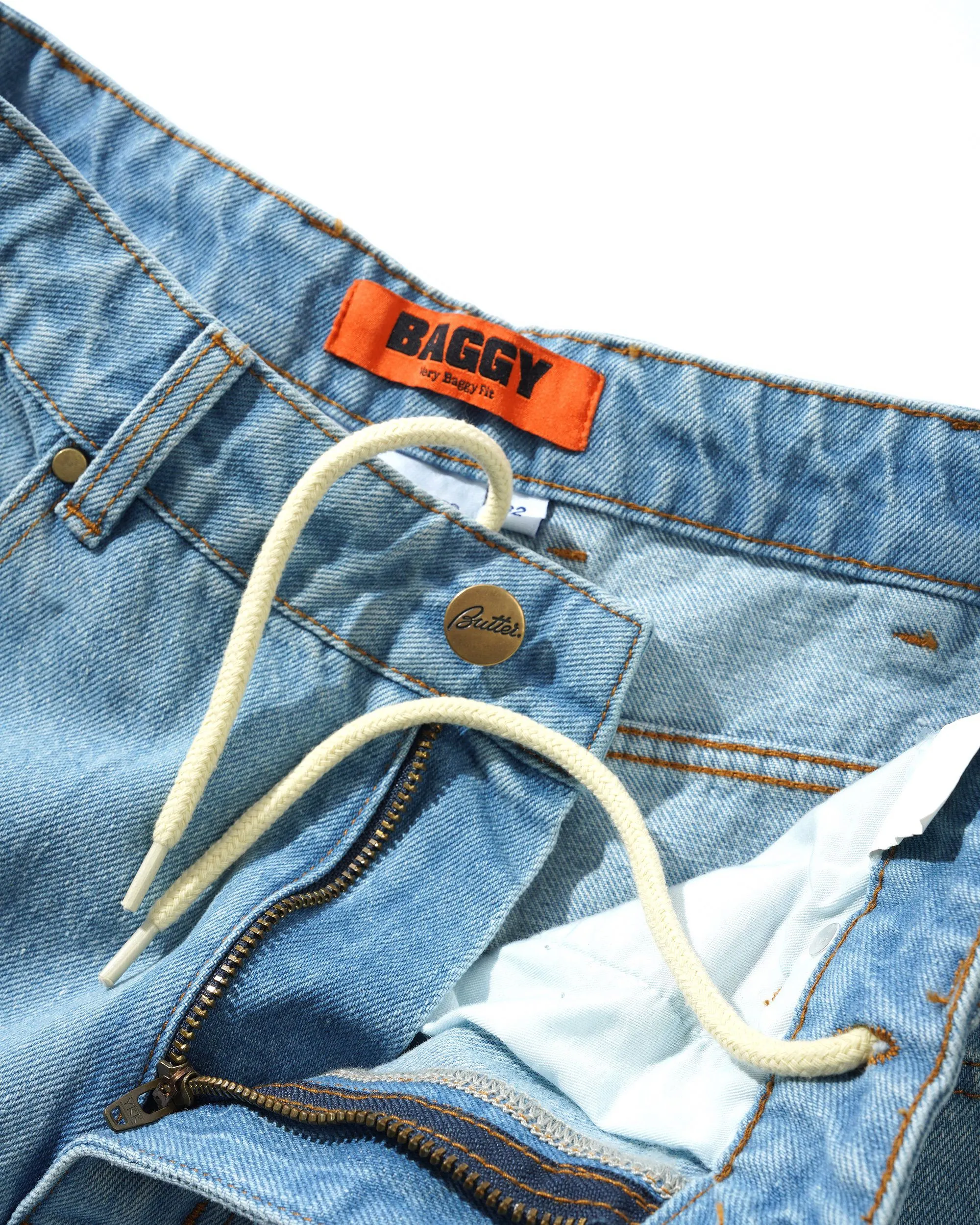Lock Baggy Denim Jeans, Light Indigo