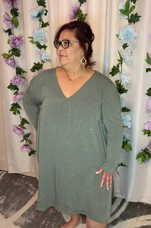 Long Sleeve Flowy Dress - Plus Size