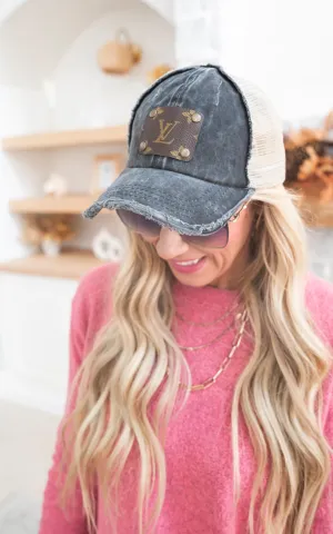 LV Upcycled Trucker Hat - Black
