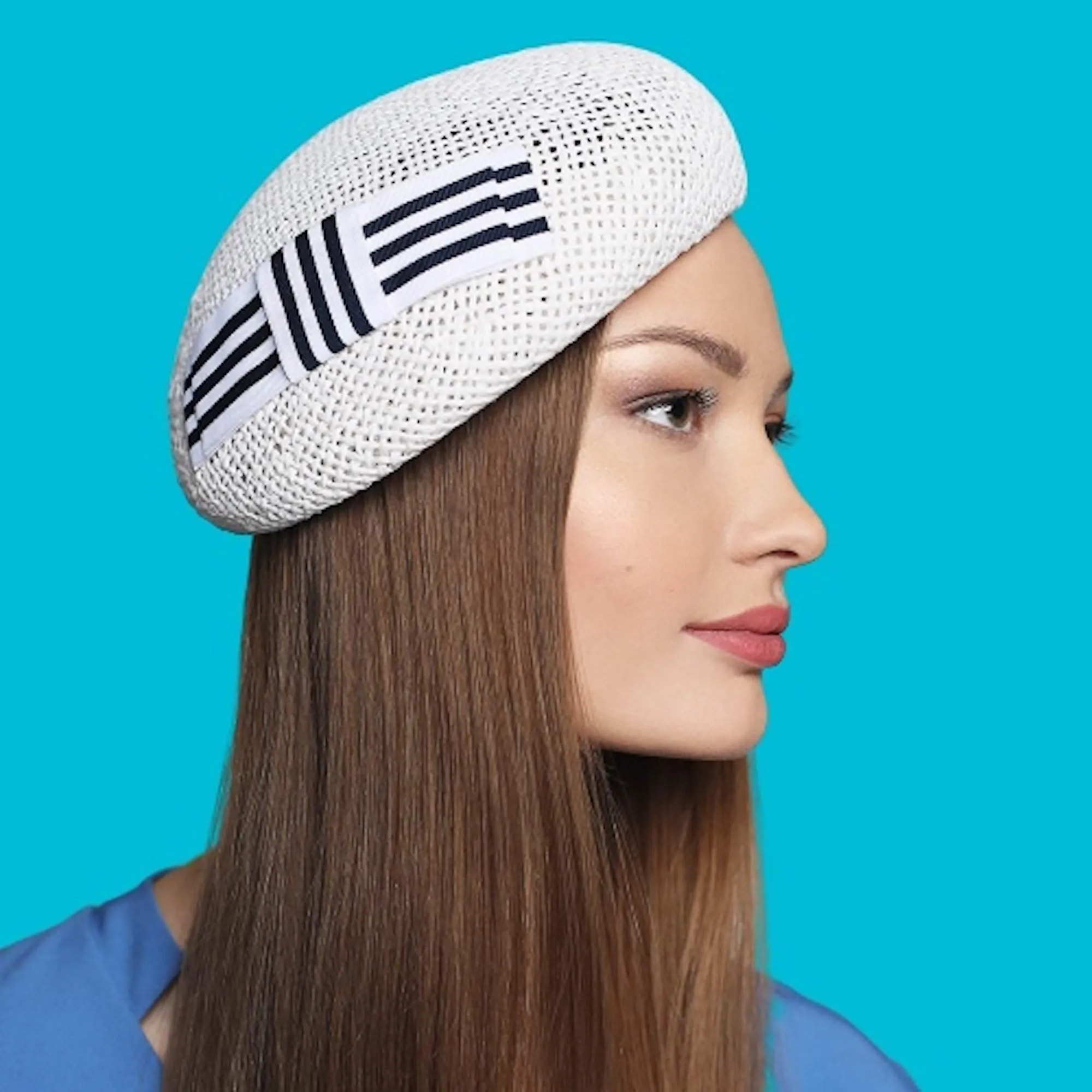 Marine Style Small Straw Beret  Stylish Sun Beach Hat
