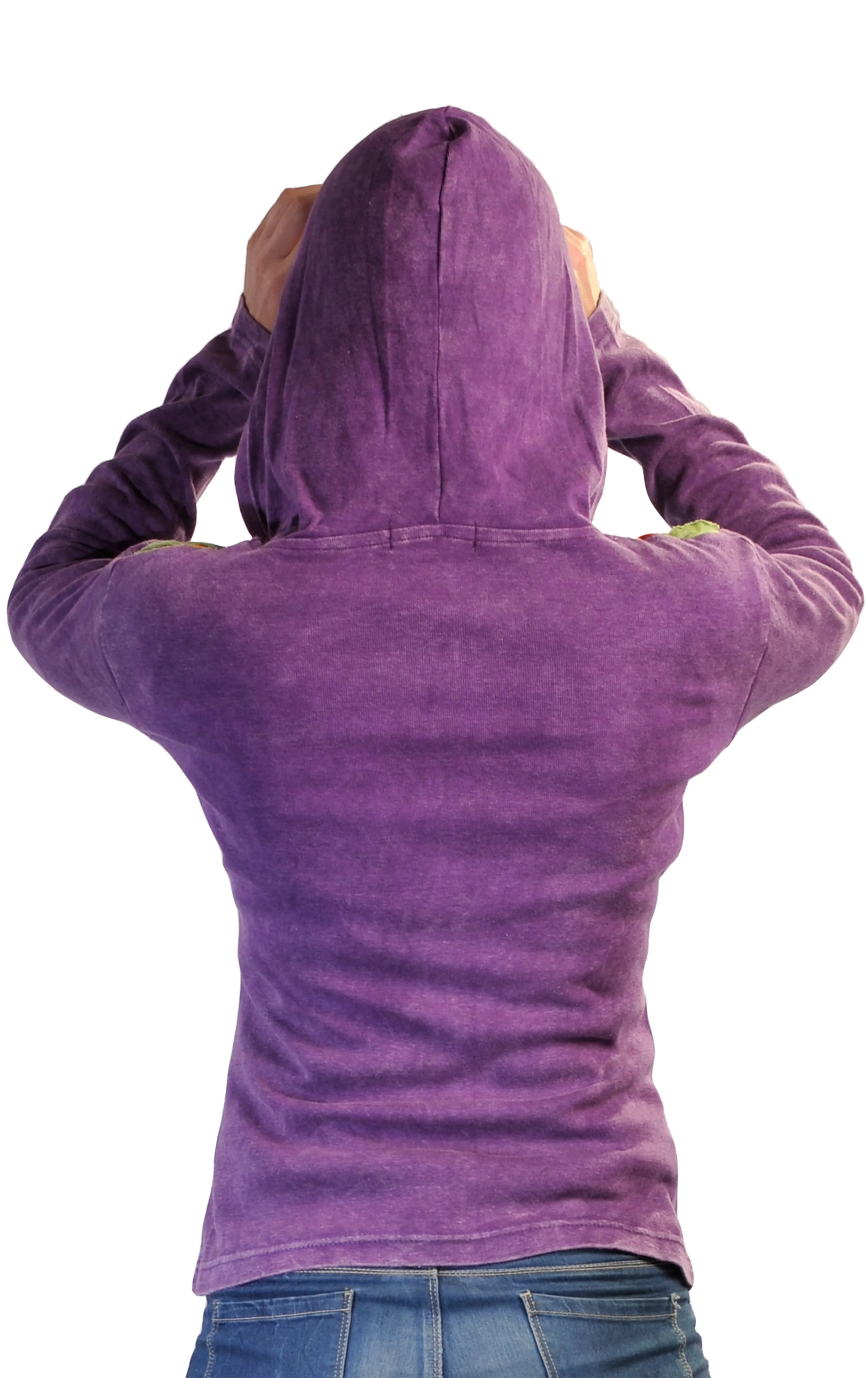 multicolored-stone-washed-cotton-cardigan-attach-hood-razor-cut-embroidery