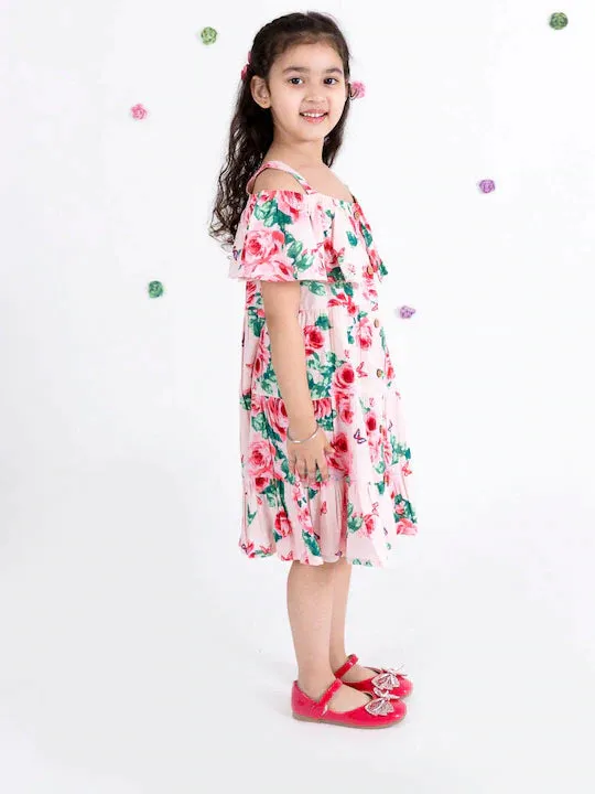 Multicoloured Floral Off-Shoulder Midi Dress