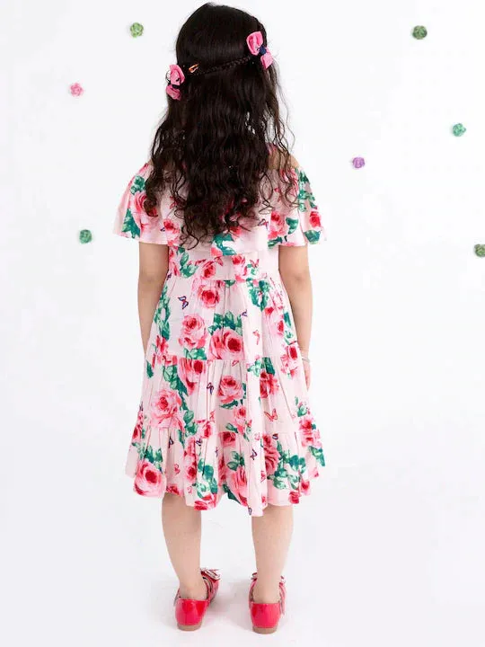 Multicoloured Floral Off-Shoulder Midi Dress