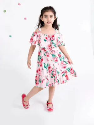 Multicoloured Floral Off-Shoulder Midi Dress