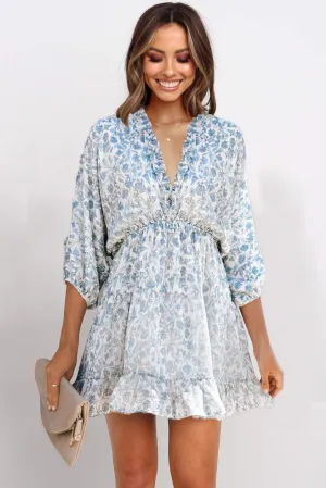 Pale Blue Floral Summer Dress