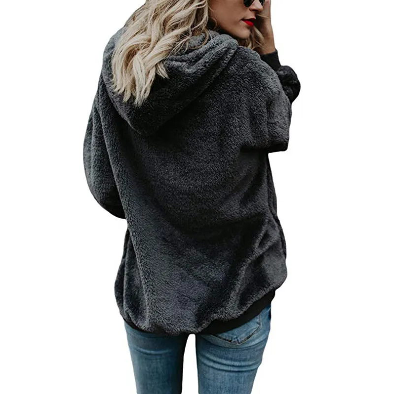 Plush Style Drawstring Loose Pockets Hoodie