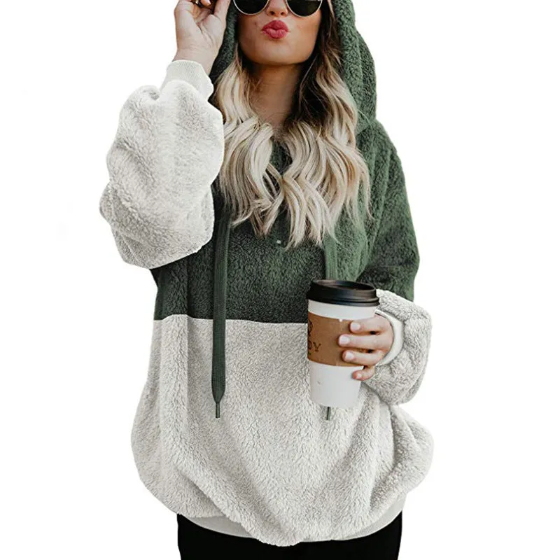 Plush Style Drawstring Loose Pockets Hoodie