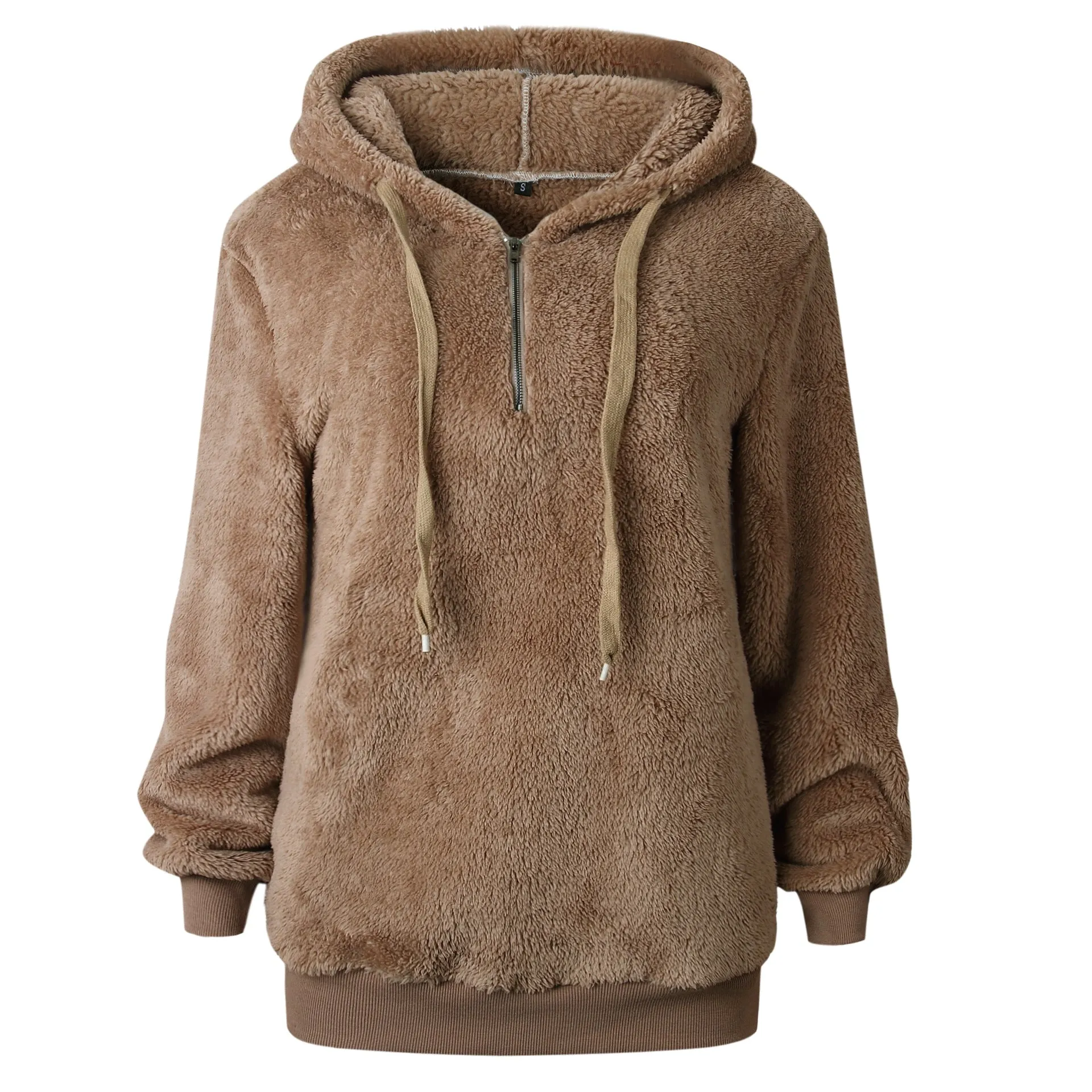 Plush Style Drawstring Loose Pockets Hoodie