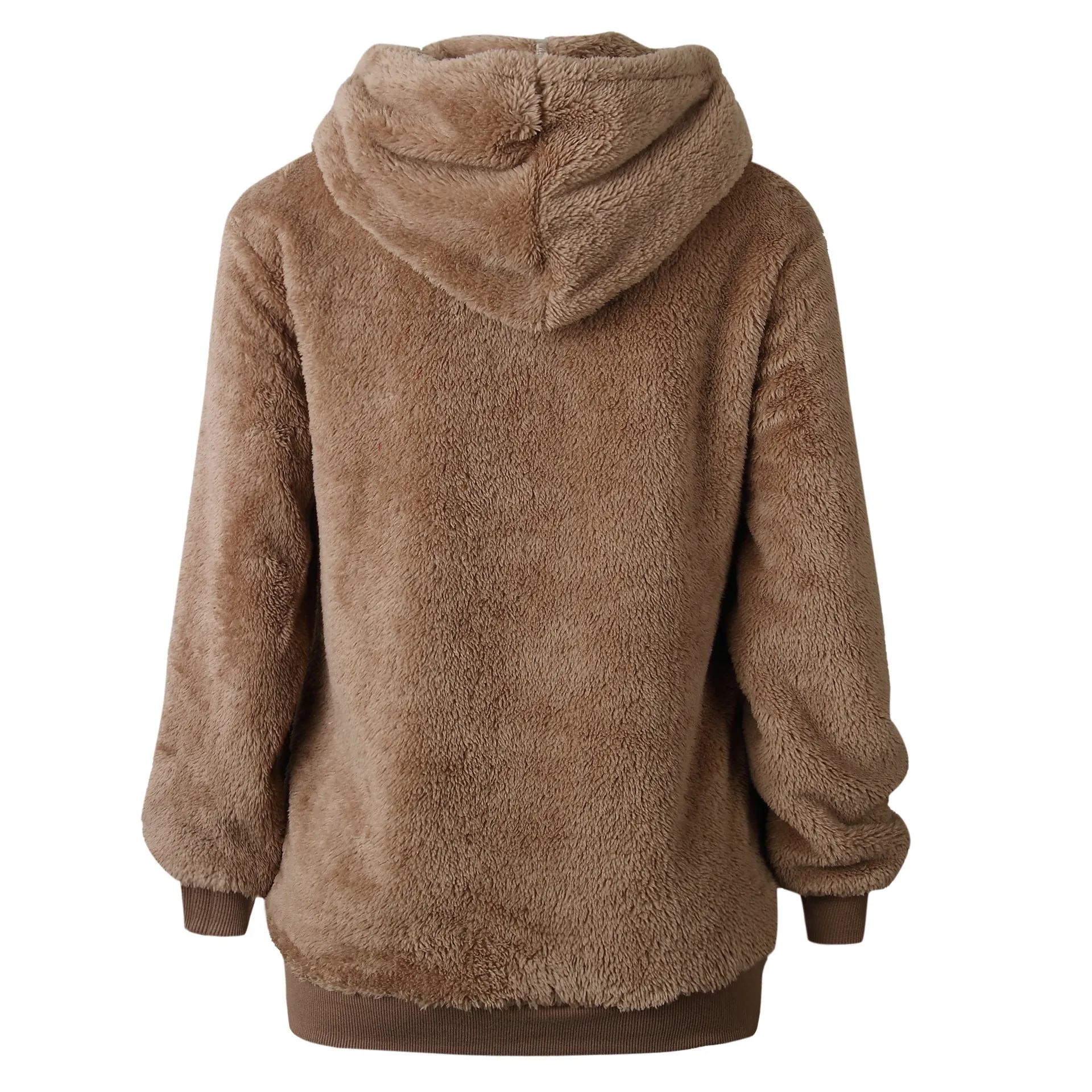 Plush Style Drawstring Loose Pockets Hoodie