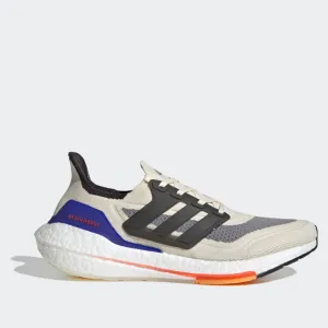 Scarpe Uomo ADIDAS Sneakers linea Ultraboost 21 in Tessuto Bianco Nero e Rosso
