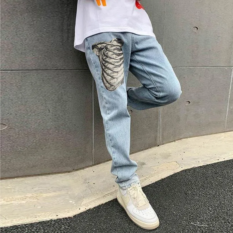 Skull retro street loose jeans