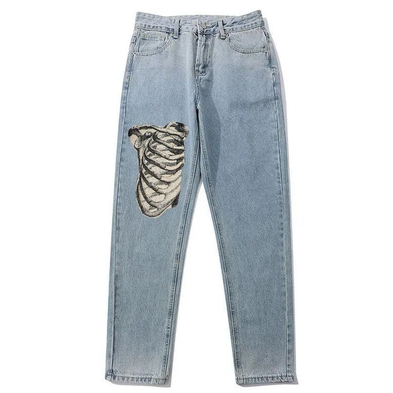 Skull retro street loose jeans