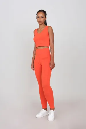 Sporty Set Leggings And Top Orange