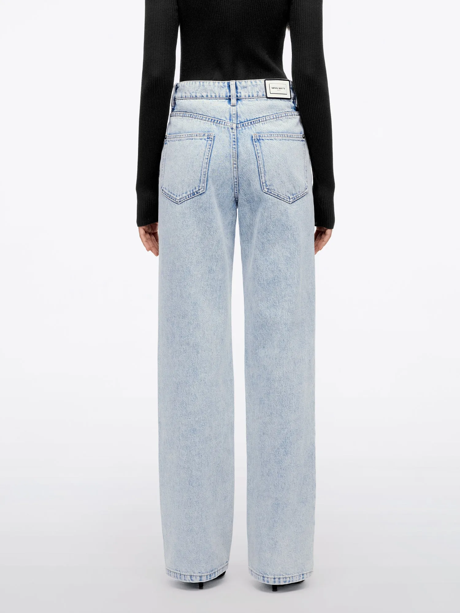 Striped Patchwork Straight-Leg Jeans
