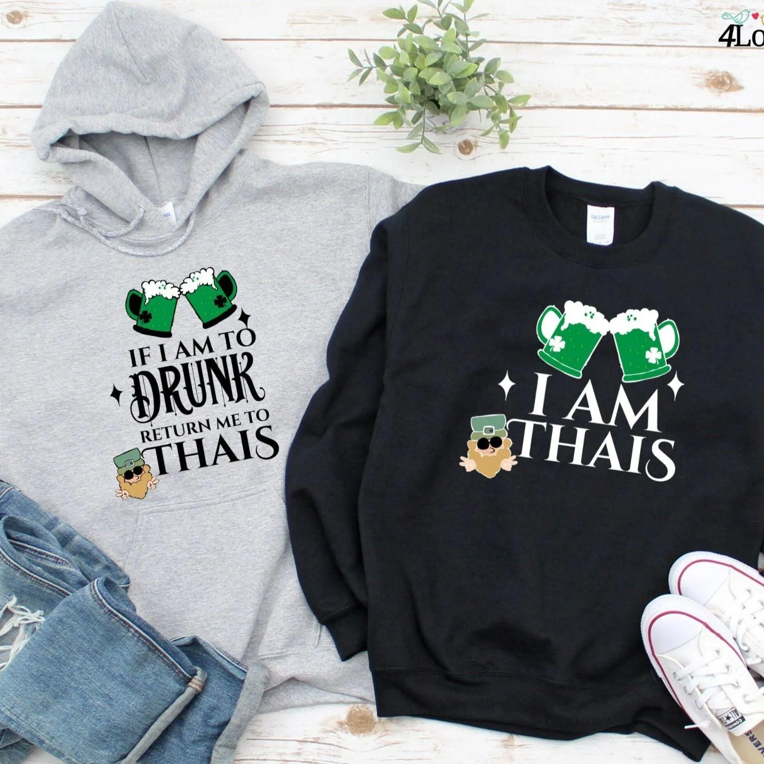 Too Drunk Couple Custom Matching Set - Personalize with (NAME) - St. Patrick's Day Humor Outfits