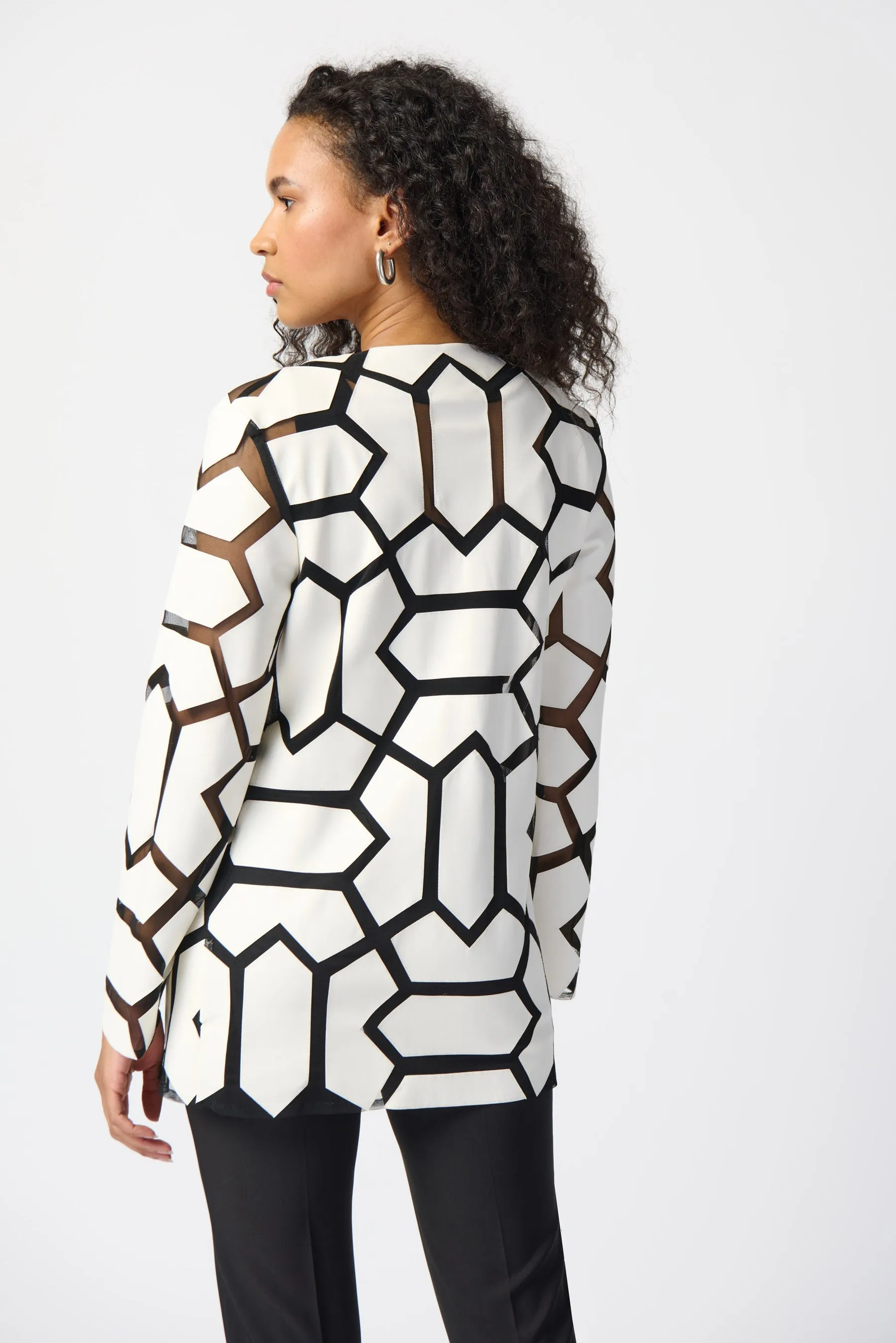 Vanilla/ Black Geometric Print Jacket