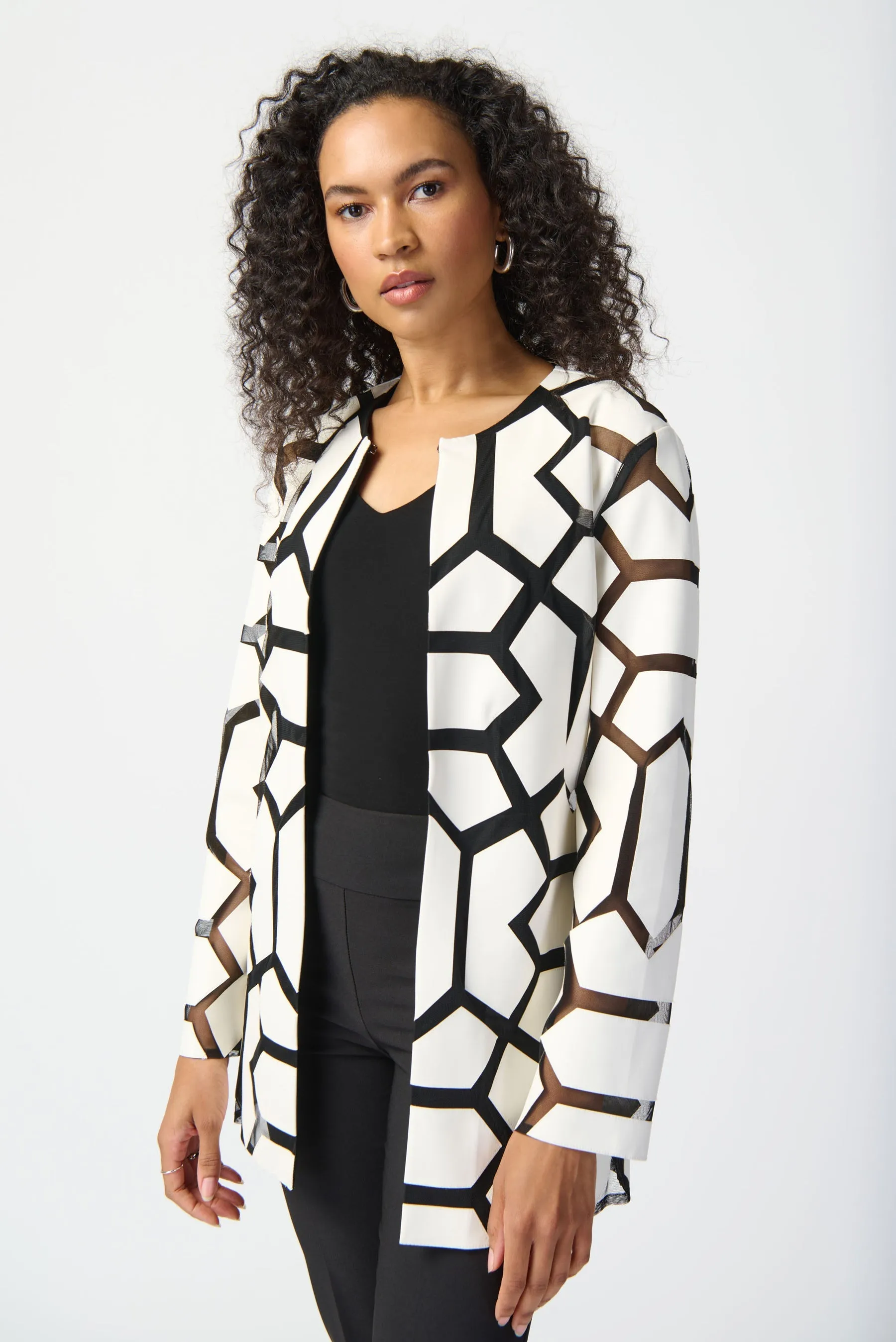 Vanilla/ Black Geometric Print Jacket