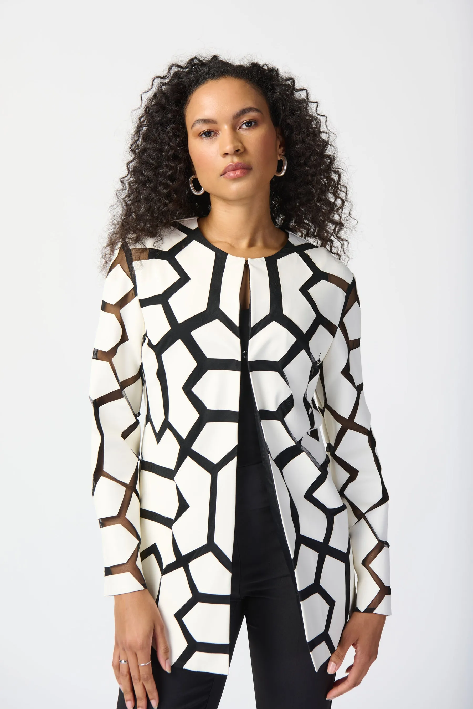 Vanilla/ Black Geometric Print Jacket