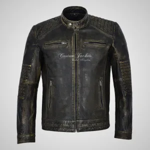 VIBE Mens Biker Style Vintage Leather Jacket Soft Leather Jacket