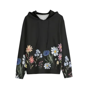 Wildflowers Painted Black L Pullover Hoodie | 310GSM Cotton with Pockets up to 6 XL