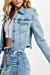 Women Raw Cut Denim Jacket Without Hood