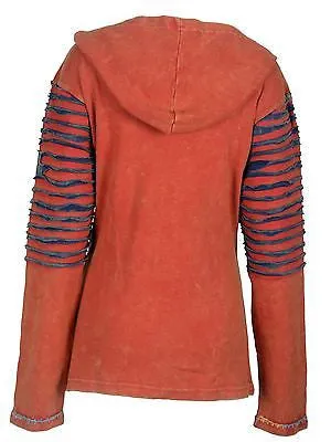 womens-multicolored-stone-washed-cotton-cardigan-with-attach-hood-razor-cut